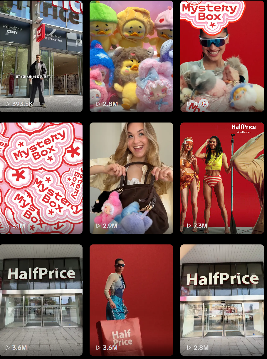 Miniatury z kanału TikTok HalfPrice